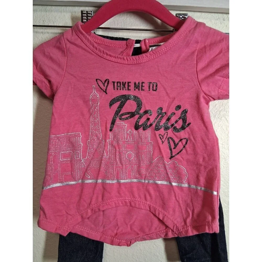 DIVA Outfit Paris Travel Baby Infant T-Shirt Leggings Girls Size 3-6 Months